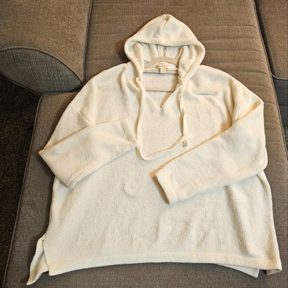Sunday Citizen Cozy Cream Hooded Casual Comfy Neutral Pullover Sweater Large - Picture 1 of 5
